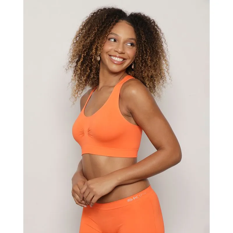 Sutiã Top Feminino Nadador Sem Bojo Laranja M