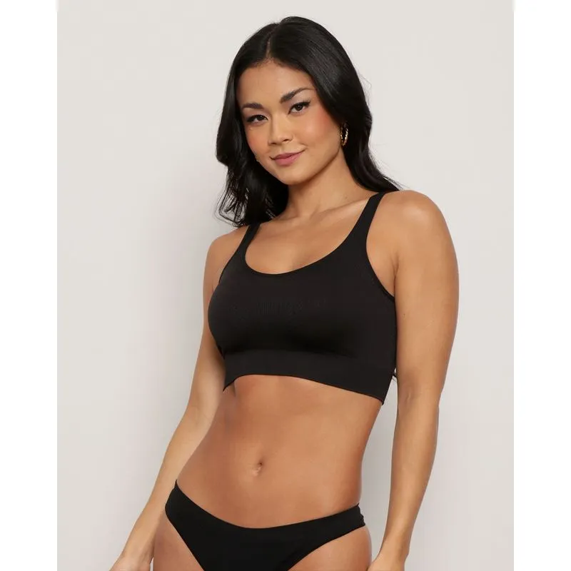 Sutiã Feminino Top Del Rio Sem Bojo Texturizado Preto M