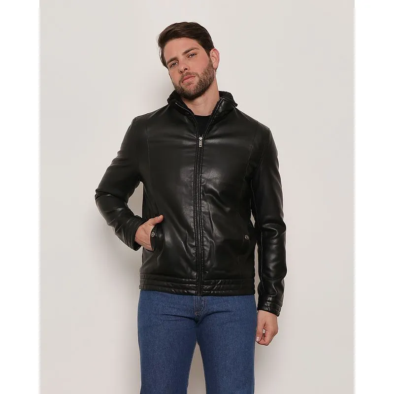 Jaqueta Masculina Sintética Gola Com Pelinho Preta M