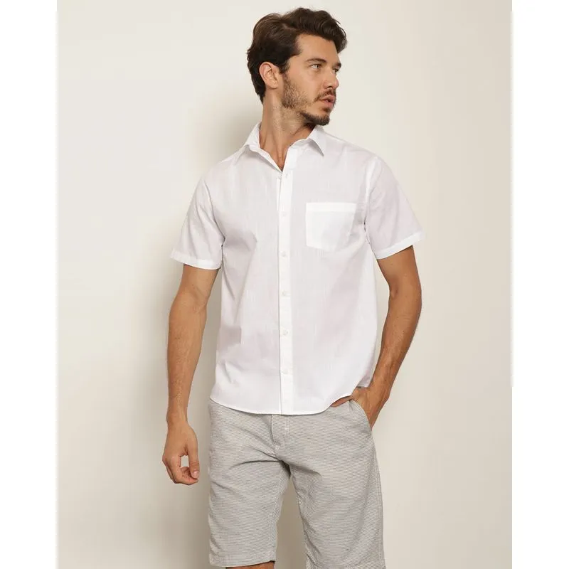 Camisa Masculina Botão Frontal Bolso Único Branca M