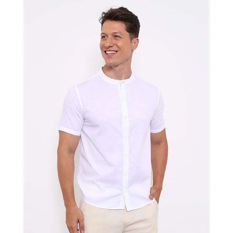 Camisa Masculina Manga Curta Com Botões Branca G