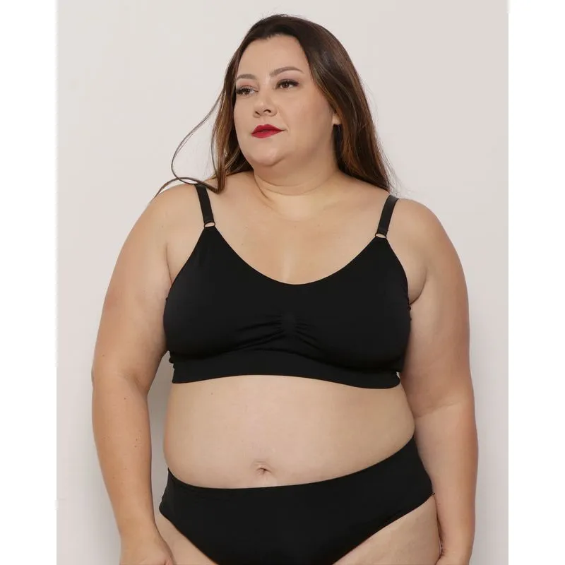 Sutiã Plus Size Feminino Zee Rucci Top Sem Costura Preto 48
