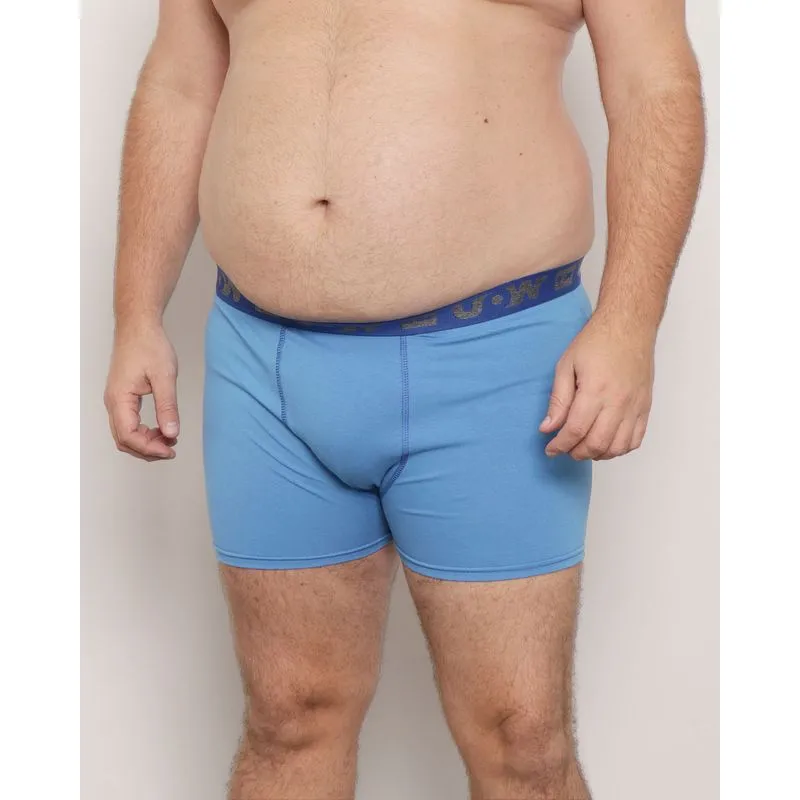 Cueca Masculina Plus Size Boxer de Algodão Azul G3
