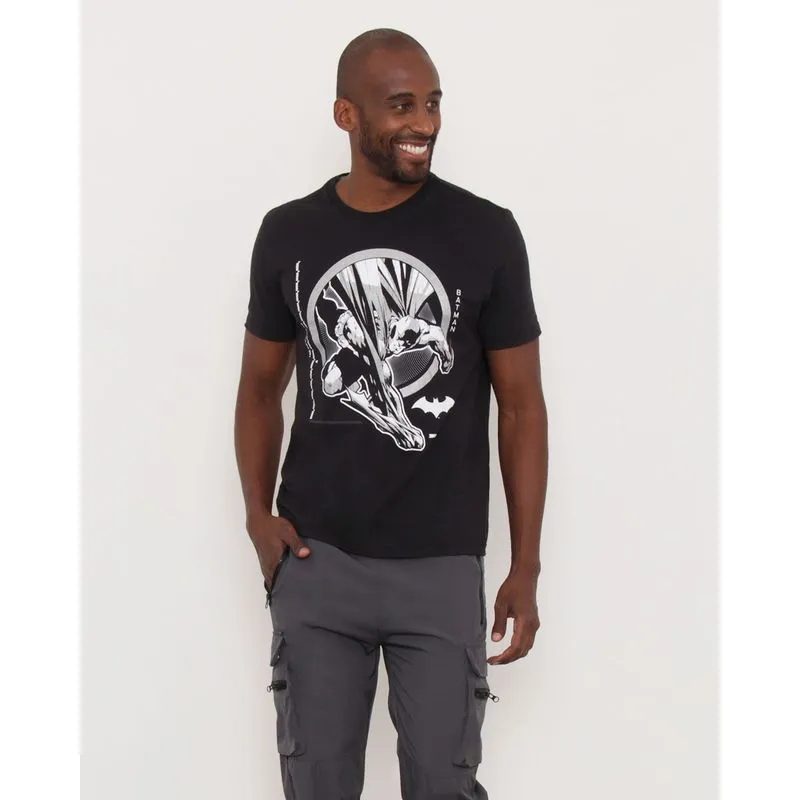 Camiseta Masculina Estampa Batman Manga Curta DC Preta M
