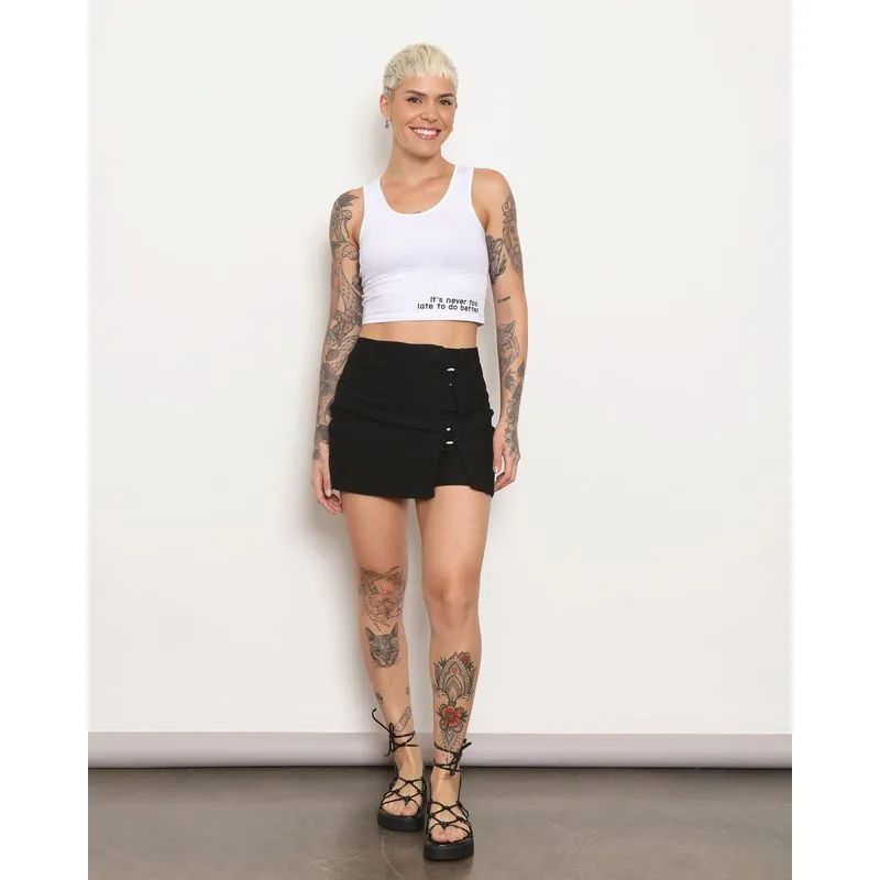 Short Saia Feminino Com Abertura Preto P