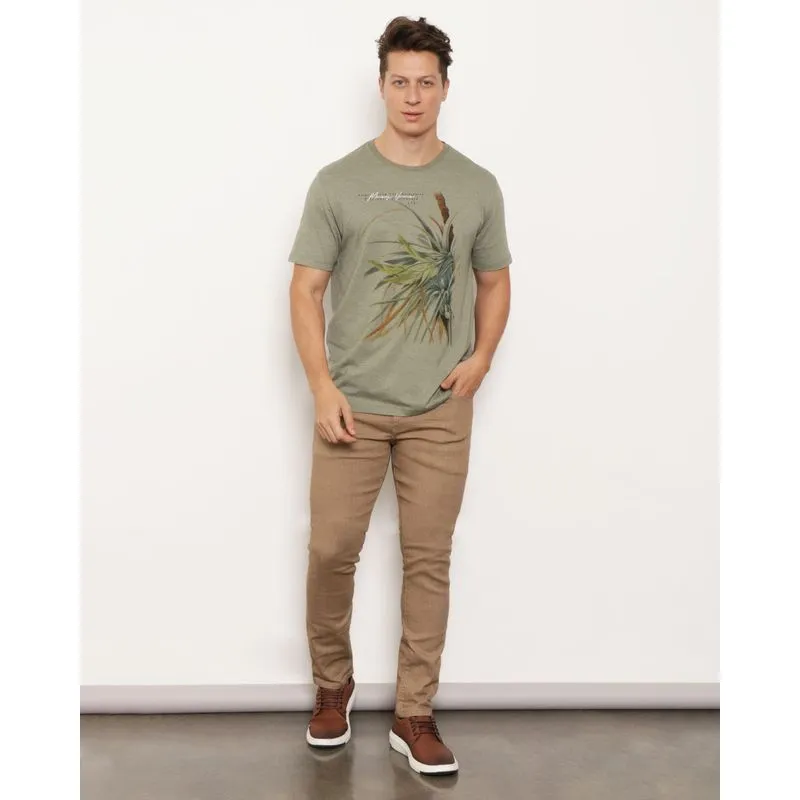Calça Masculina Sarja Marrom Reta 42