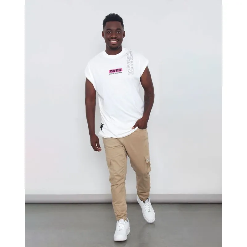 Calça Sarja Masculina Jogger Cargo Vizzy Bege P
