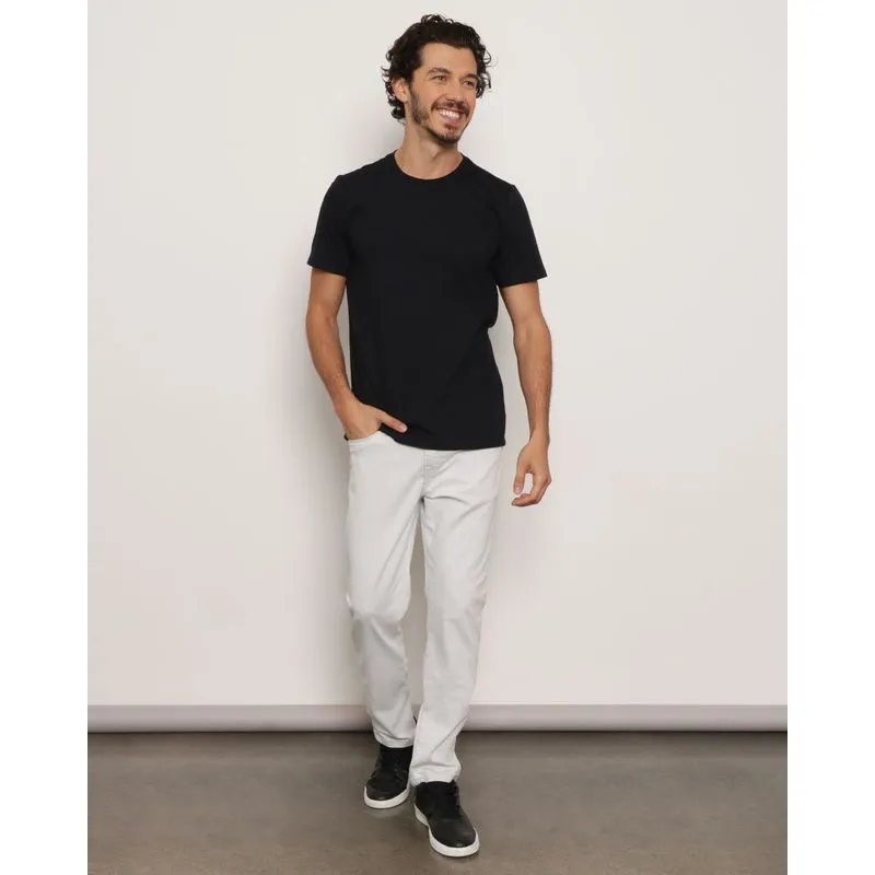 Calça Masculina Sarja Com Bolsos Slim Cinza 42