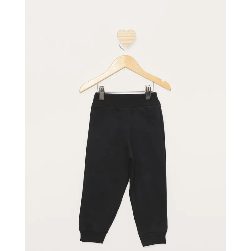 Calça de Moletom Bebê com Bolso Faca Preta 1