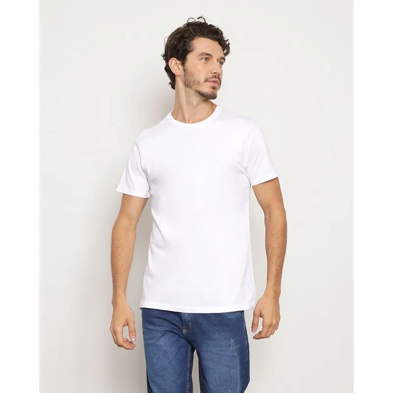 Camiseta Masculina Algodão Básica Manga Curta Branca G