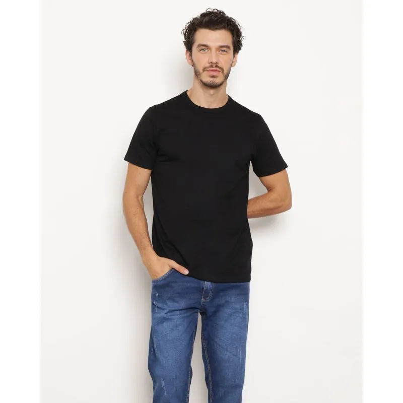 Camiseta Masculina Algodão Básica Manga Curta Preta XGG