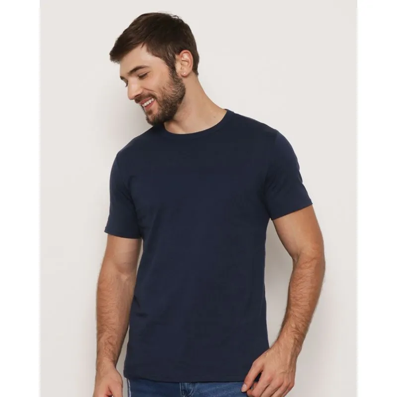 Camiseta Masculina Algodão Básica Manga Curta Marinho M