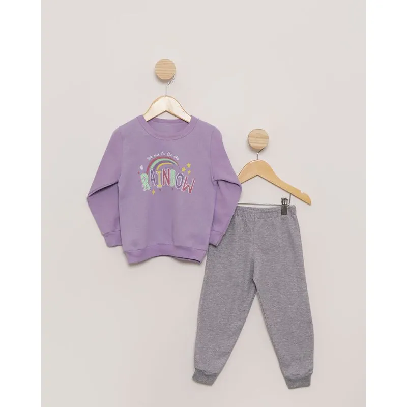 Conjunto Bebê Flanelada Longo Lilás 3