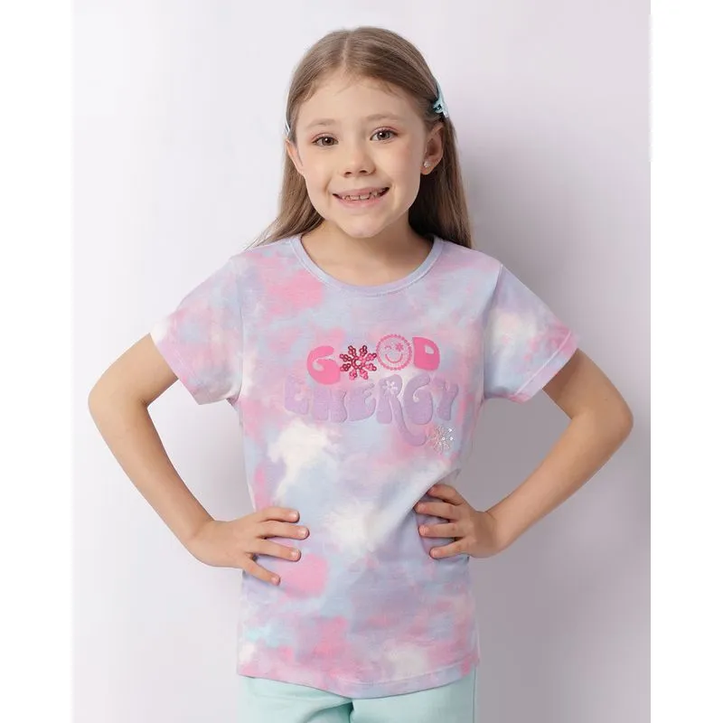 Blusa Infantil Manga Curta Tie Dye Lilás 6