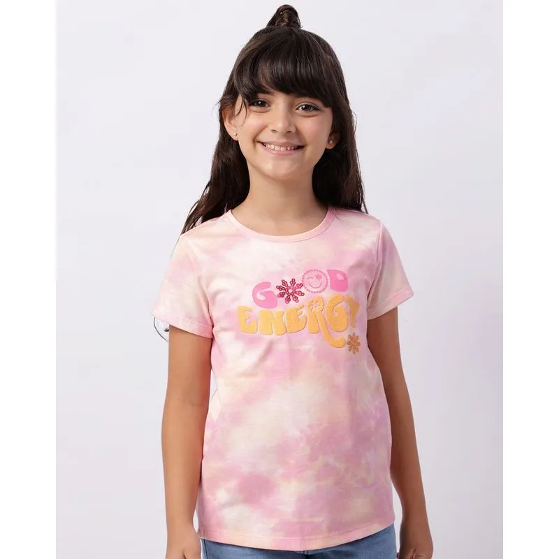 Blusa Infantil Manga Curta Mullet Tie Dye Rosa 10
