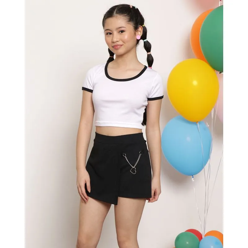 Blusa Juvenil Cropped Manga Curta Canelada Branco 16
