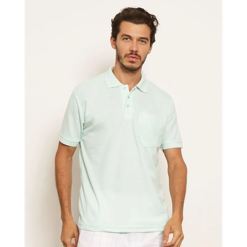 Camisa Polo Masculina Piquet Manga Curta Verde Claro GG