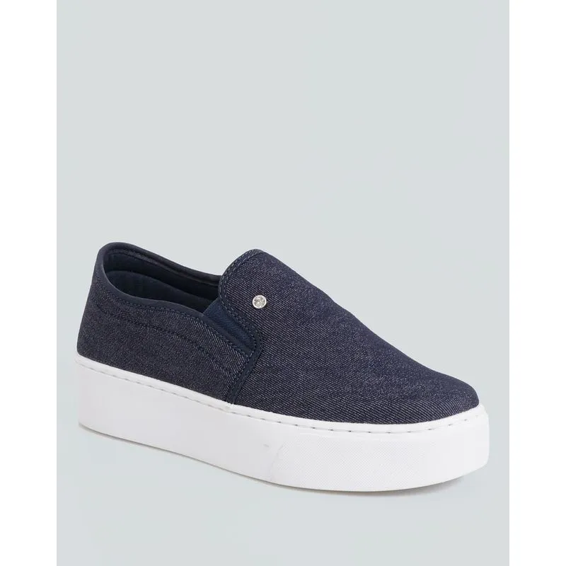 Tênis Feminino Slip On Flatform Jeans Azul 37