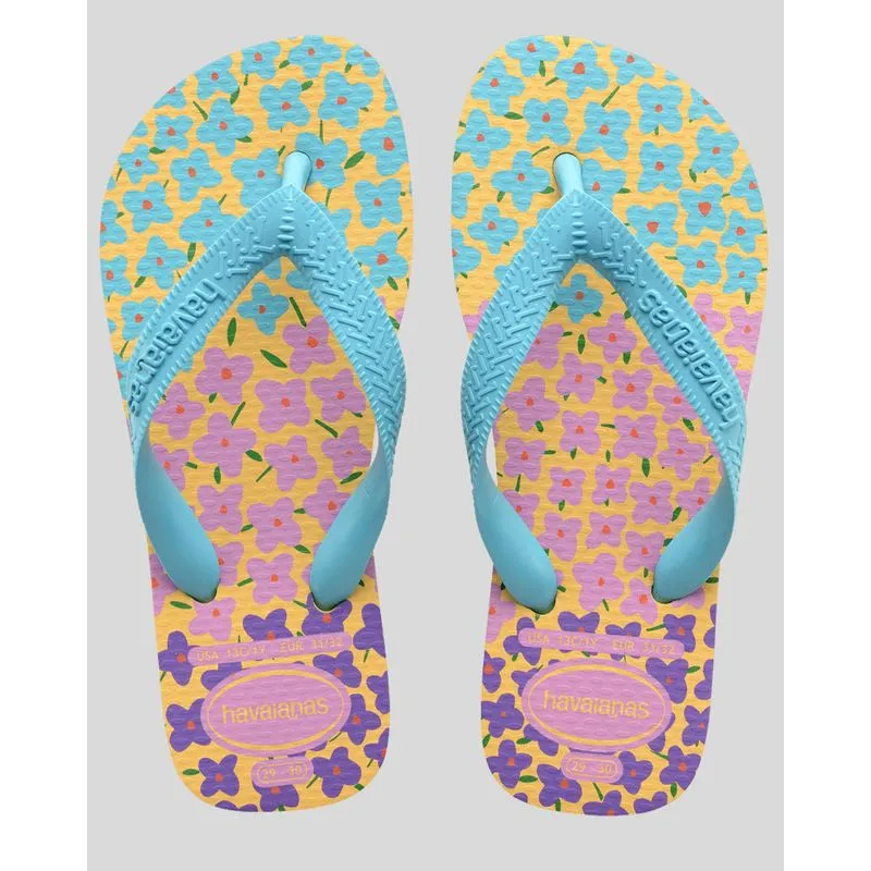Chinelo Havaianas Infantil Kids Flores Amarelo 19/20