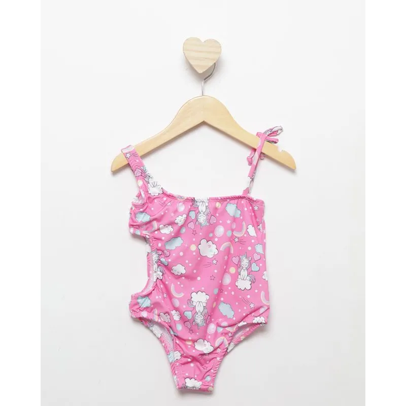 Maiô Infantil Alcinha UV 50+ Estampado Unicórnio Rosa 8
