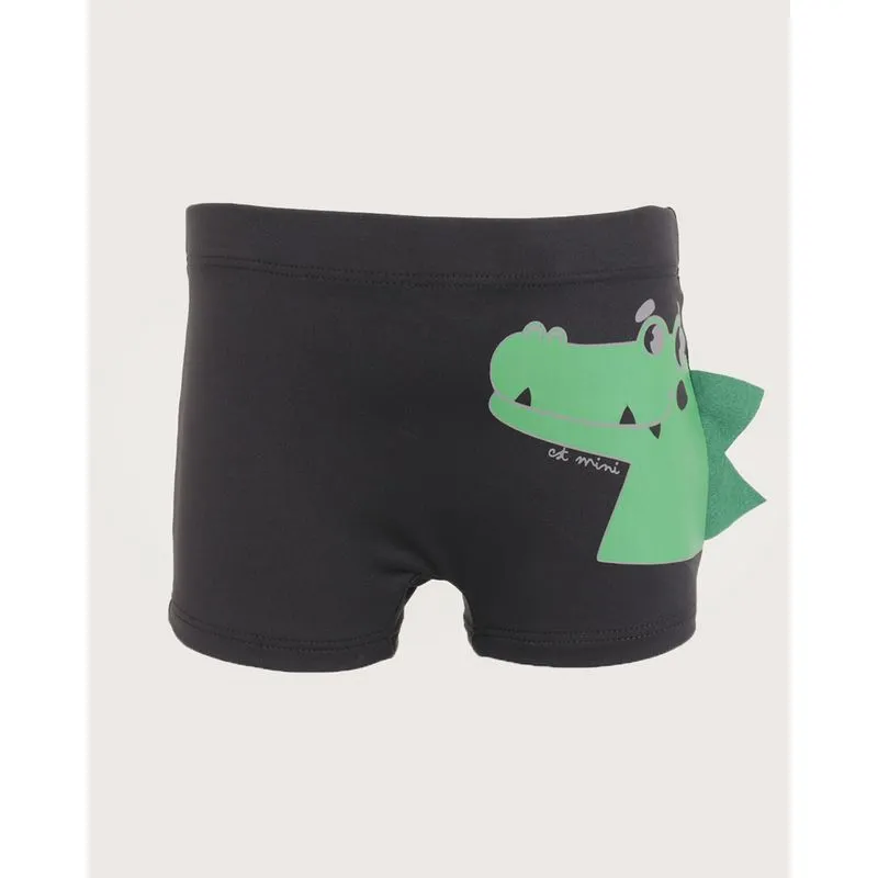 Sunga Bebê Boxer Estampa Jacaré Preta 3