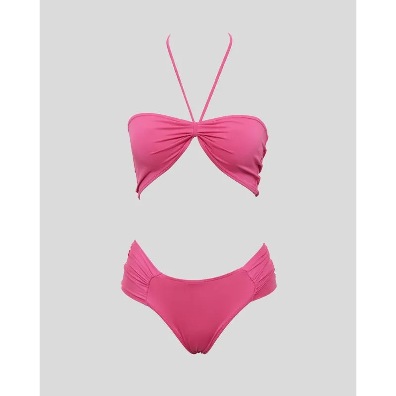 Conjunto Biquíni Juvenil Top Faixa Liso Rosa Escuro 12