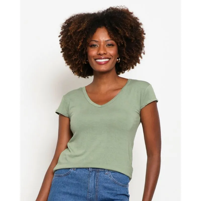 Blusa Feminina Básica Manga Copinho Verde G