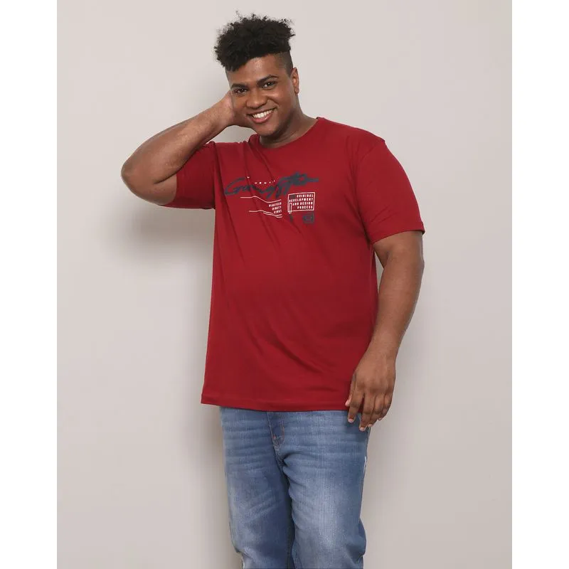 Camiseta Plus Size Masculina Gangster Com Estampa Vermelha G2