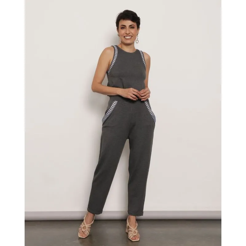Calça Feminina Viscose Barra Dobrada Cinza G