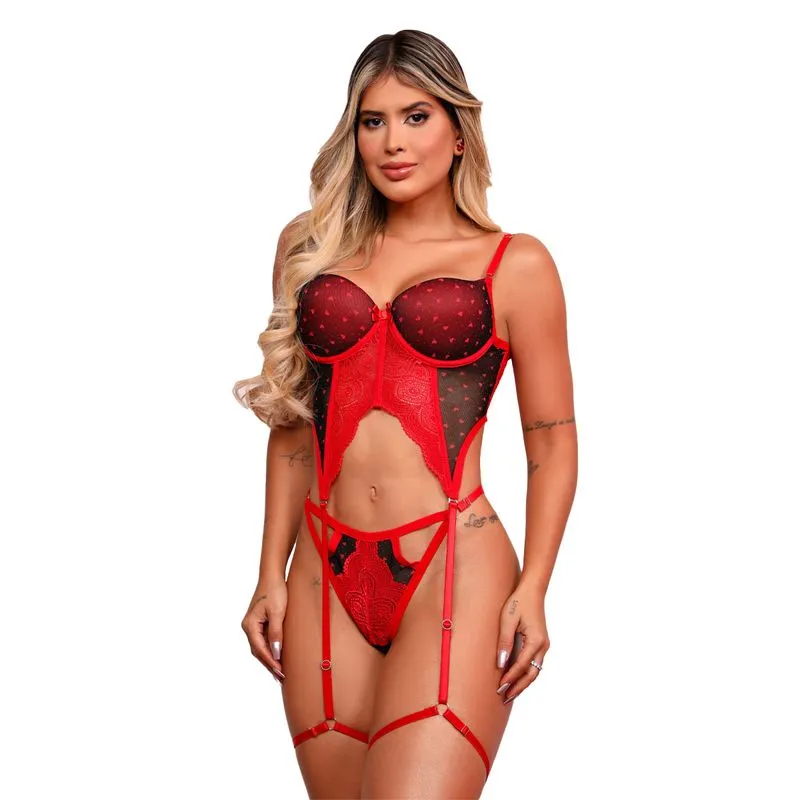 Corselet com Liga Love e Detalhes em Renda Dy Girl