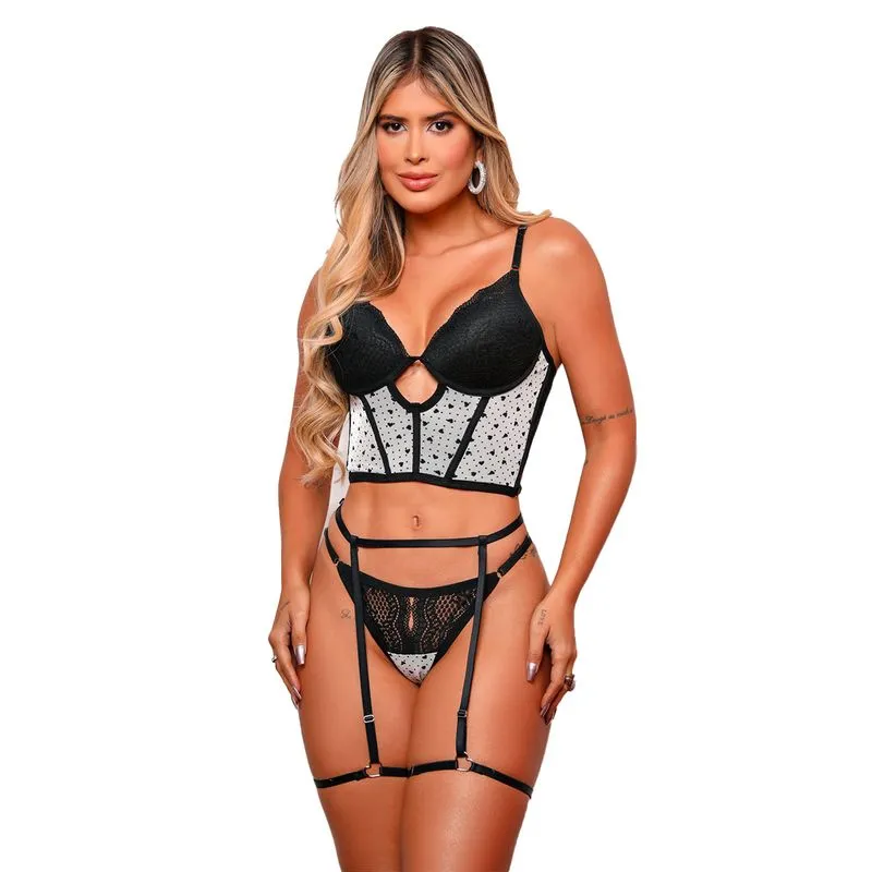 Conjunto Cropped Cinturita Love com Cinta Liga Dy Girl