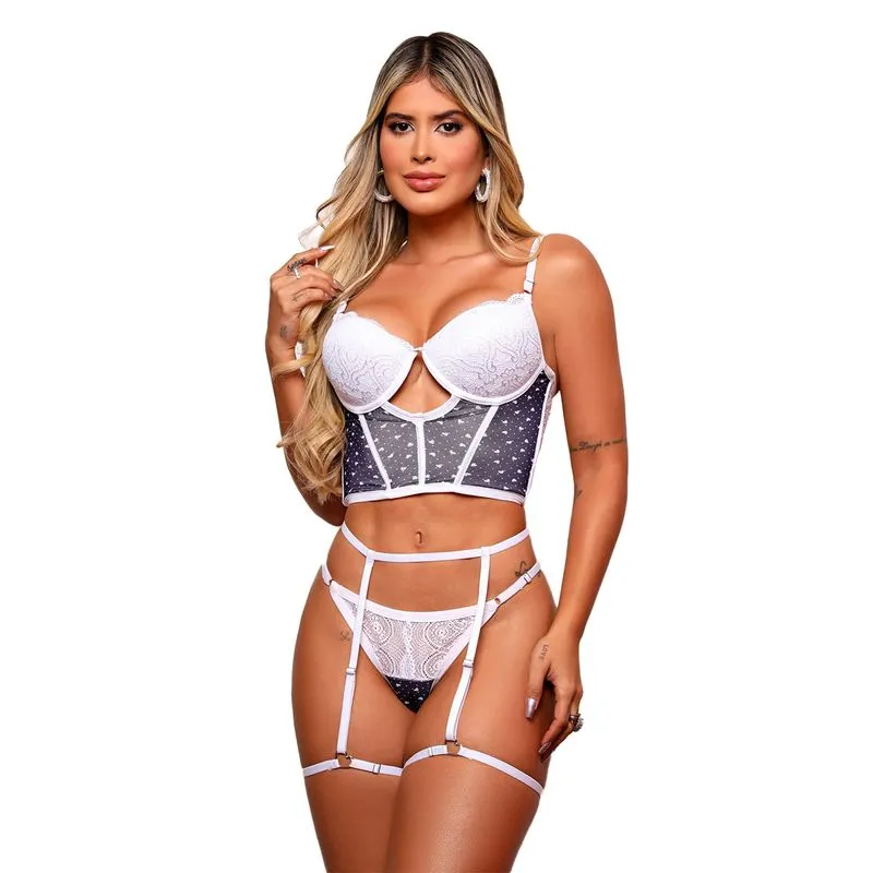 Conjunto Cropped Cinturita Love com Cinta Liga Dy Girl