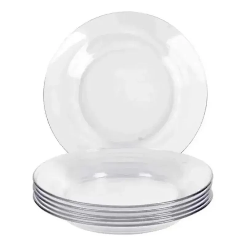 Kit Jogo De Pratos Liso Fundo 6 Unidades Restaurante Buffet