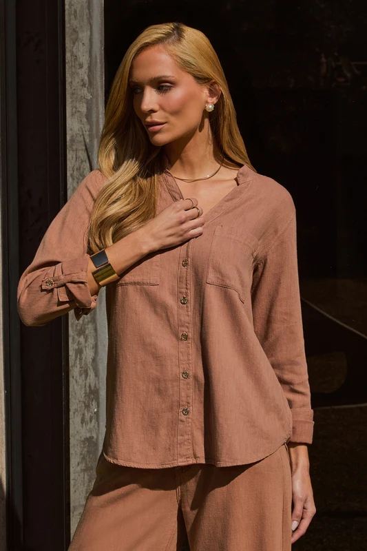 Camisa Feminina de Linho Dunas Terra Terra / G