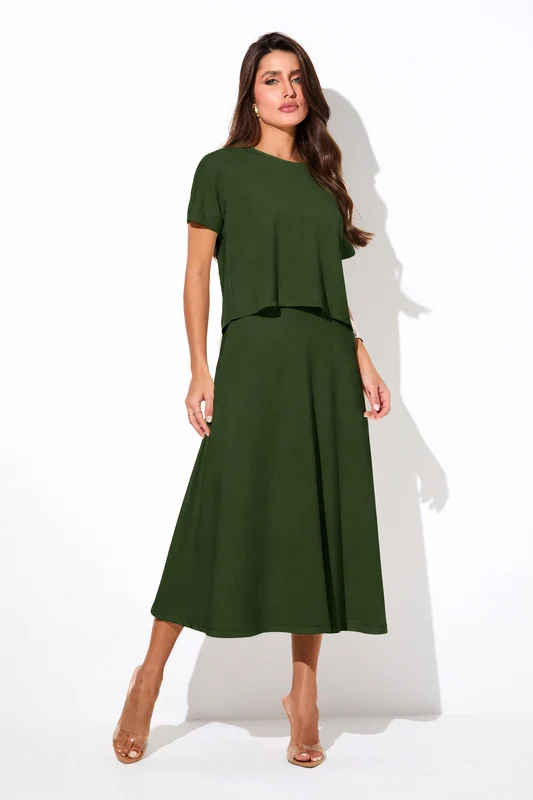 Saia Midi Evasê Comfort Office Verde Verde / M