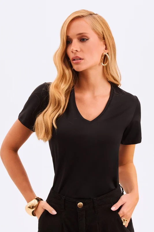 Camiseta Caimento Amplo Curve Preta Preta / G1