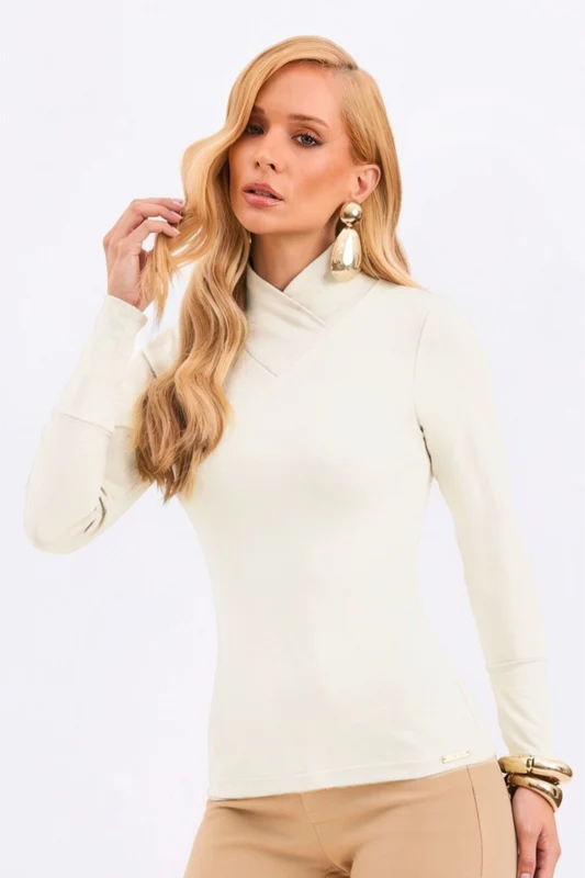Blusa Gola Alta Manga Longa Curve Off White Off White / P