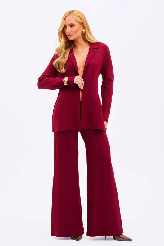 Calça Pantalona Comfort Office Basic Marsala Marsala / M / Curto