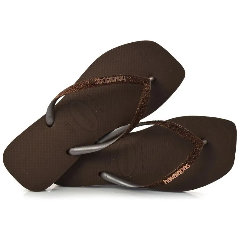 Chinelo Feminino Havaianas Slim Square Glitter Marrom 4148102 39/40