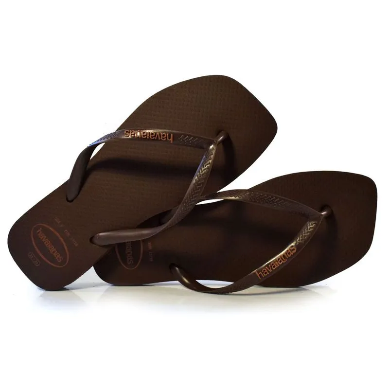 Chinelo Feminino Havaianas Slim Square Logo Pop Marrom 4148959 35/36