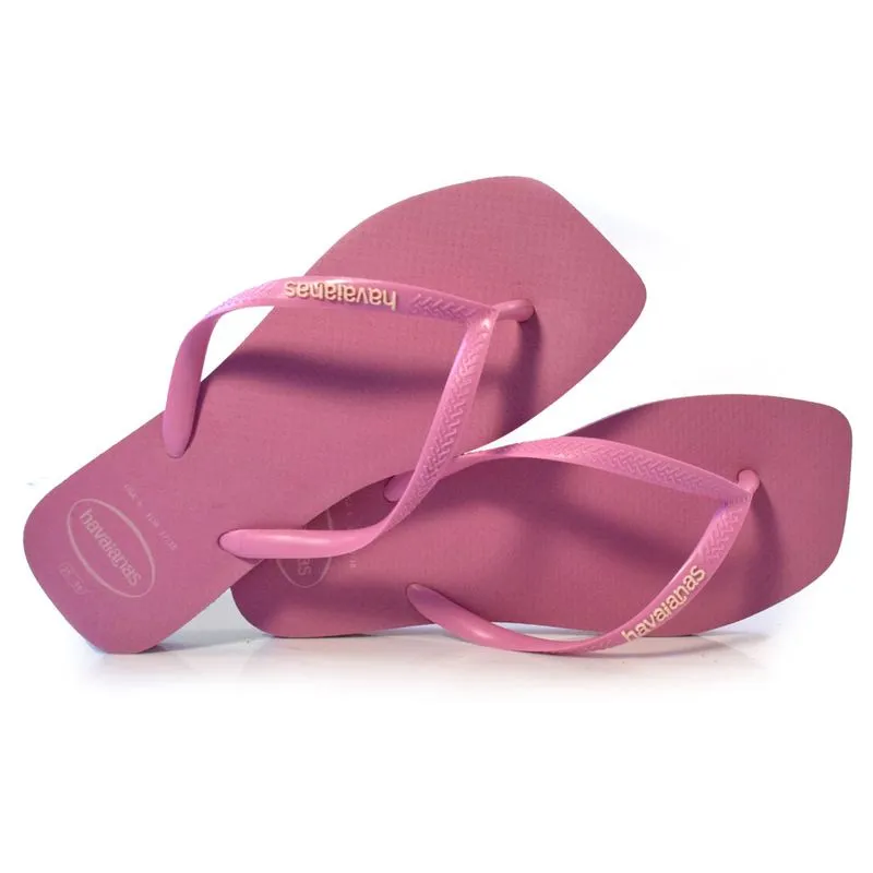 Chinelo Feminino Havaianas Slim Square Logo Pop Rosa 4148959 37/38
