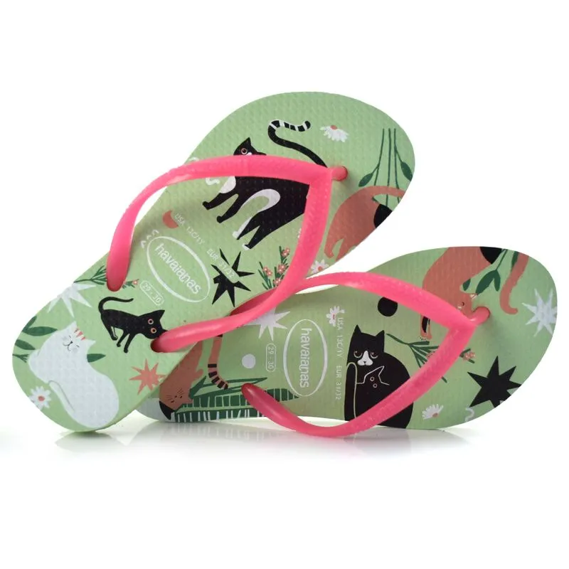 Chinelo Havaianas Slim Pets Kids Verde 4132567 INF 29/30