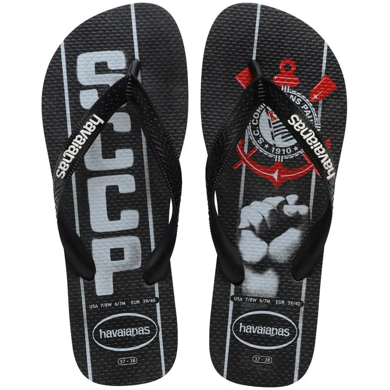 Chinelo Havaianas Top Times Corinthians Preto / 25/26
