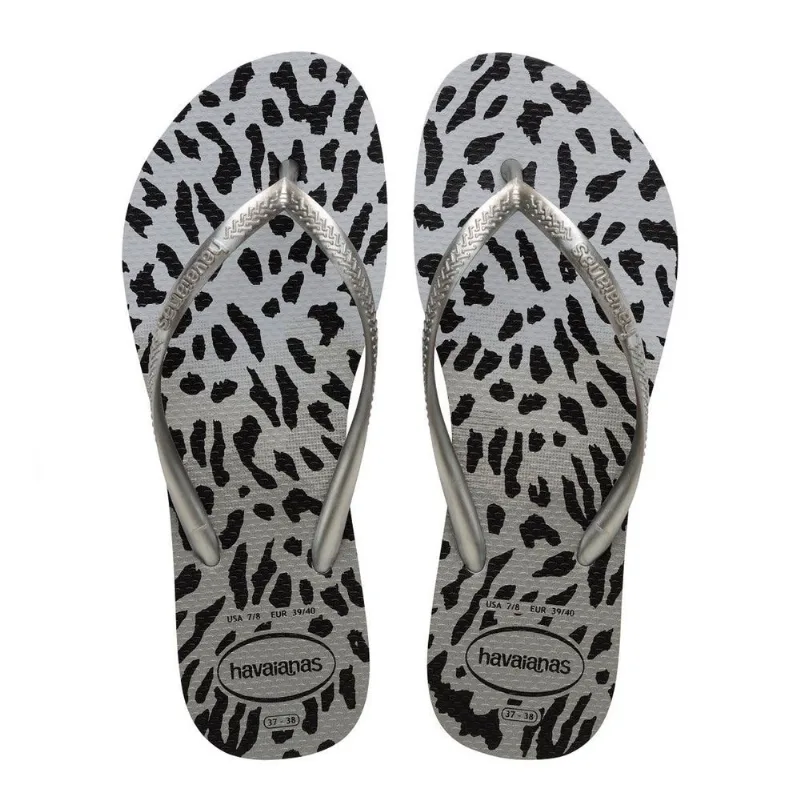 Chinelo Havaianas Slim Animals Cinza Feminino CINZA/CINZA - 37