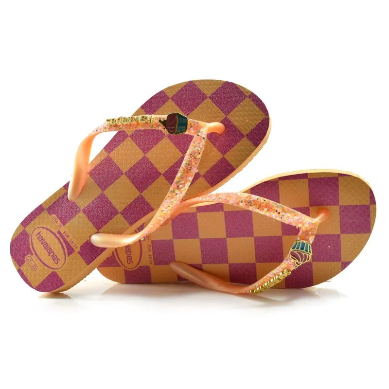 Chinelo Havaianas Infantil Slim Glitter Laranja 4146976 33/34