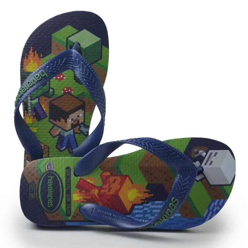 Chinelo Infantil Havaianas Masculino MINECRAFT 24/25 0555 MARINHO 27/28