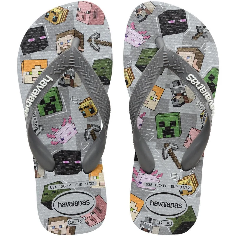 Chinelo Havaianas Infantil Minecraft Cinza Aço / 41/42