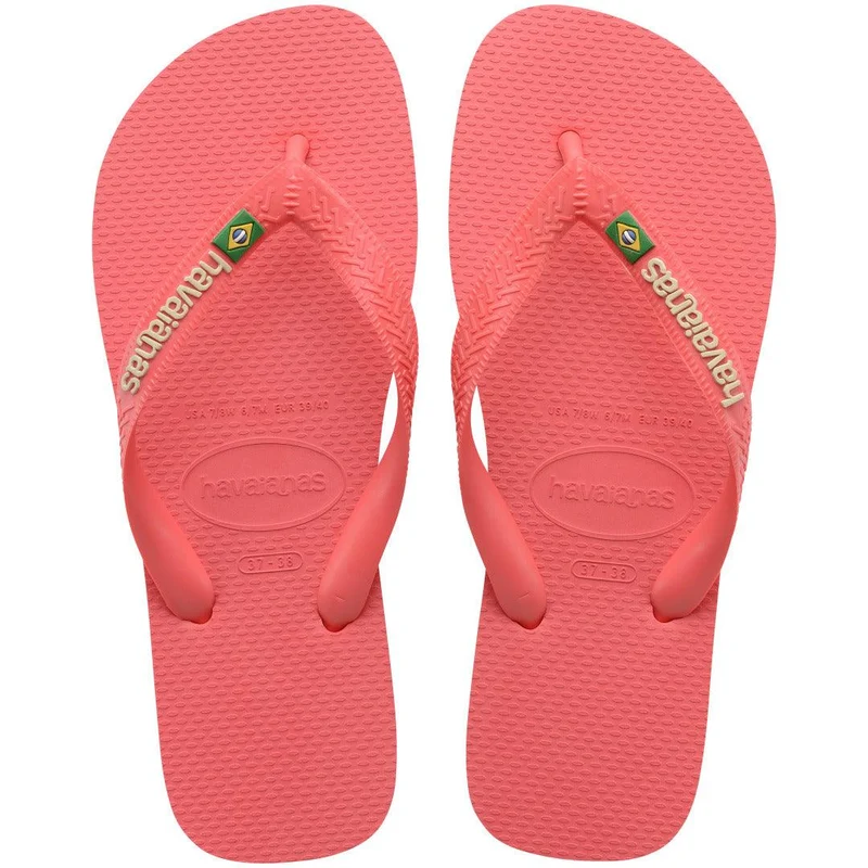 Chinelo Havaianas Brasil Logo Coral Tropical / 27/28