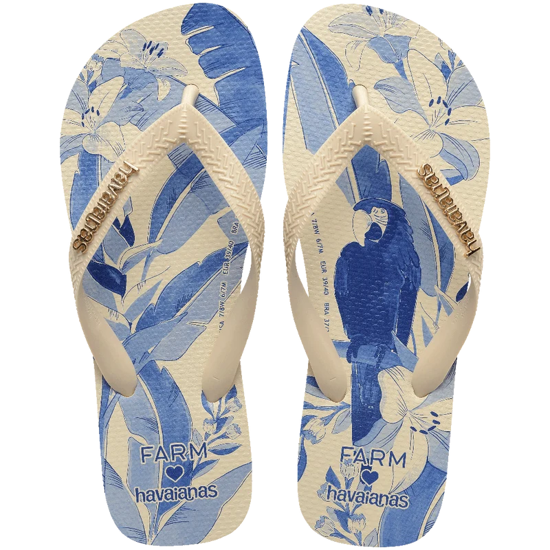 Chinelo Havaianas Farm Leveza Tropical Bege Palha / 37/38