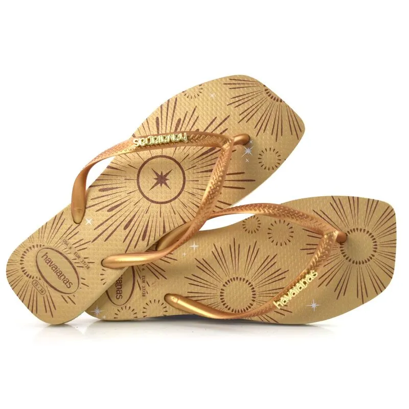Chinelo Feminino Havaianas Slim Square Party Dourado 4149415 35/36